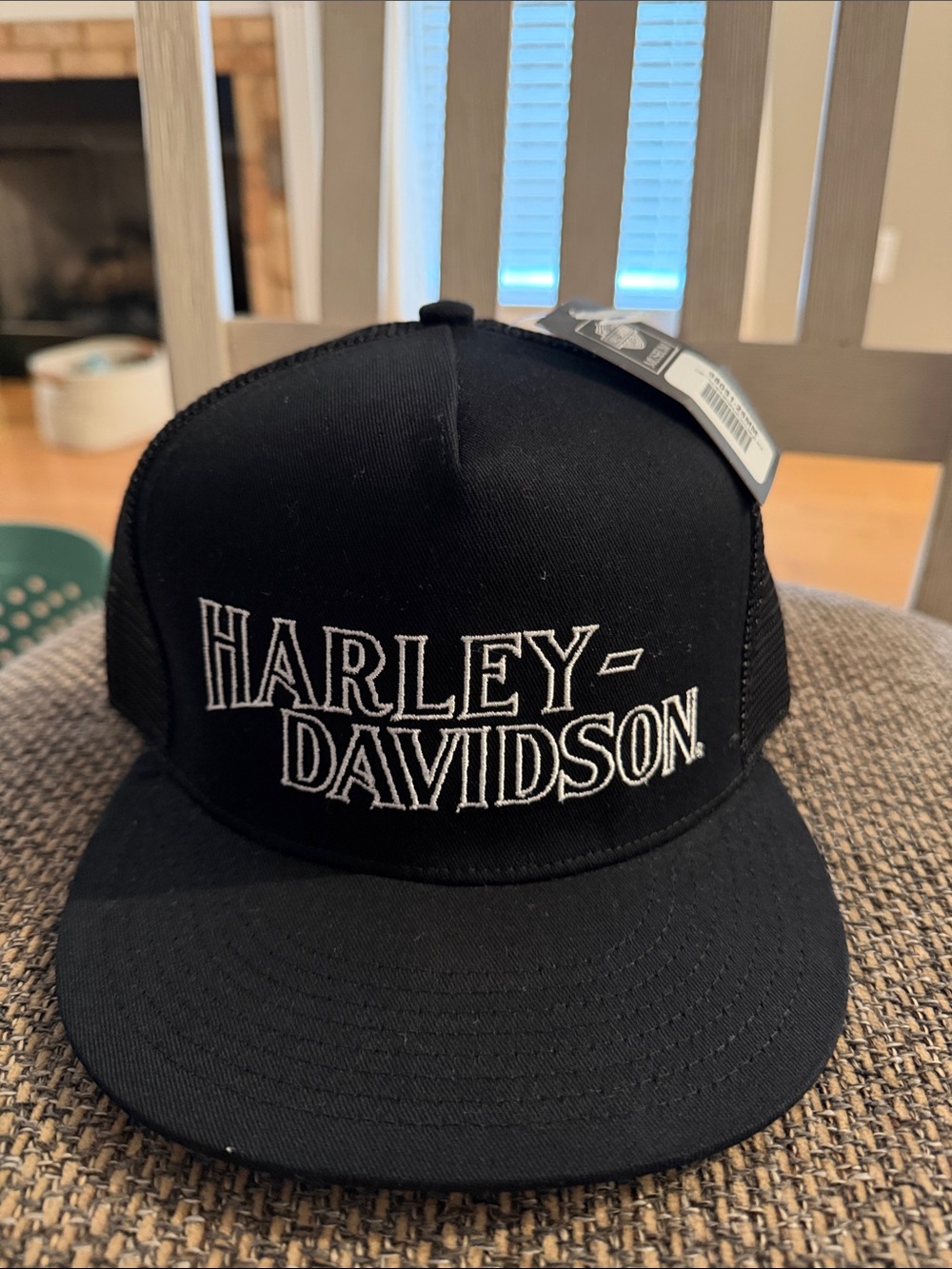 Harley-Davidson Black Trucker Hat with White Embroidered Logo